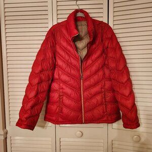 CALVIN KLEIN WOMENS RED DOWN PUFFER JACKET...SZ LARGE